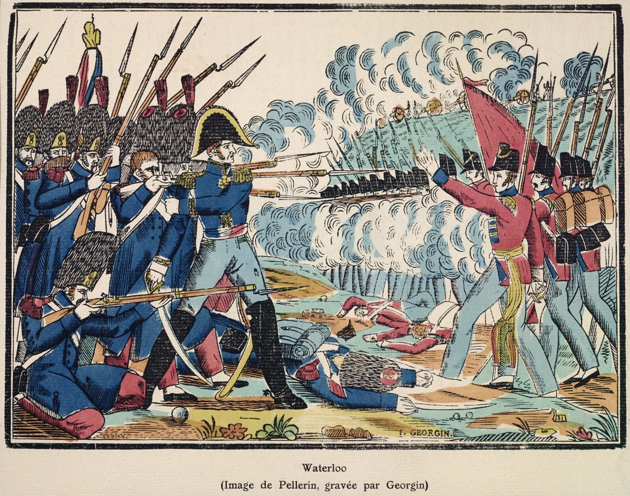 Slaget ved Waterloo, 1815 indgraveret af Francois Georgin (1801-63) fra 