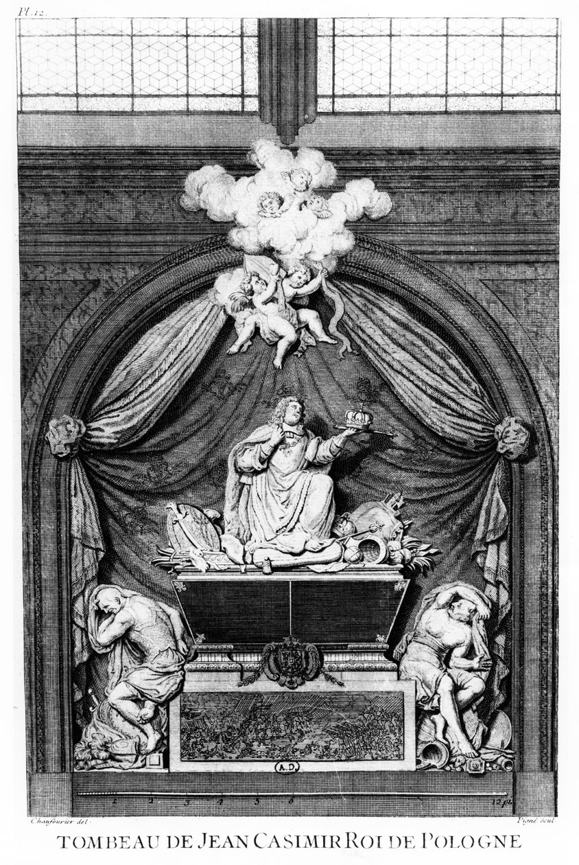 Gravbillede af hjertet af kong Johannes II Casimir Vasa ved Abbaye de Saint-Germain-des-Prés i Paris) af Jean Chaufourier
