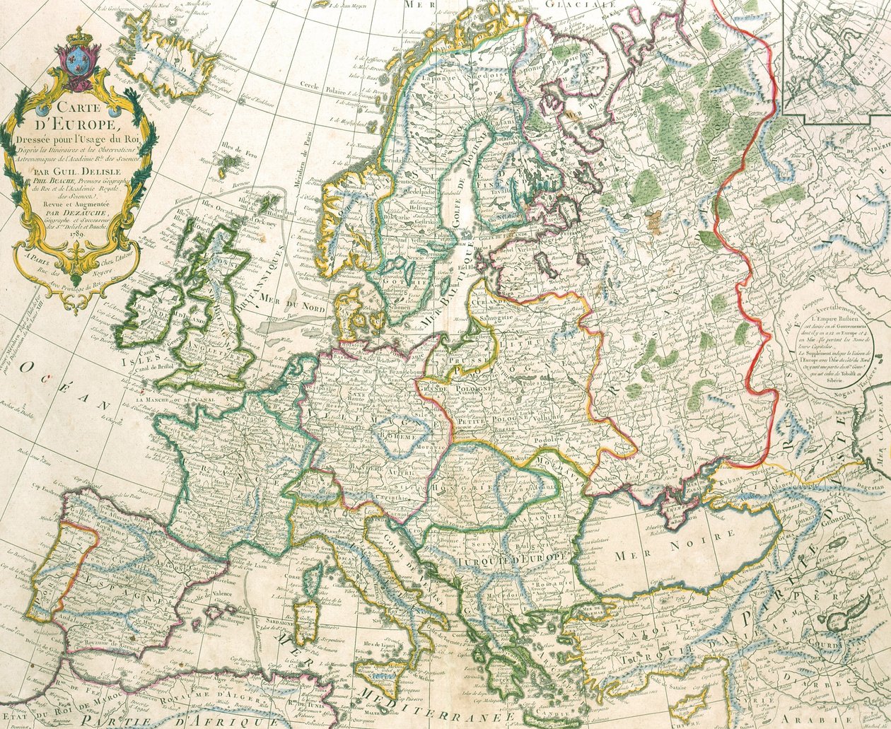 Kort over Europa af Jean Claude Dezauche