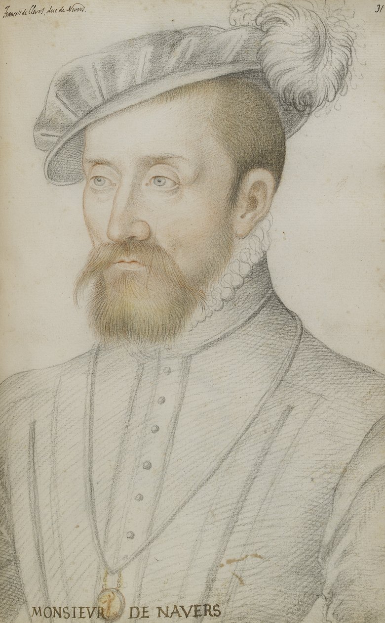 François de Cleves (sort, rød og gul kridt på papir) af Jean Clouet