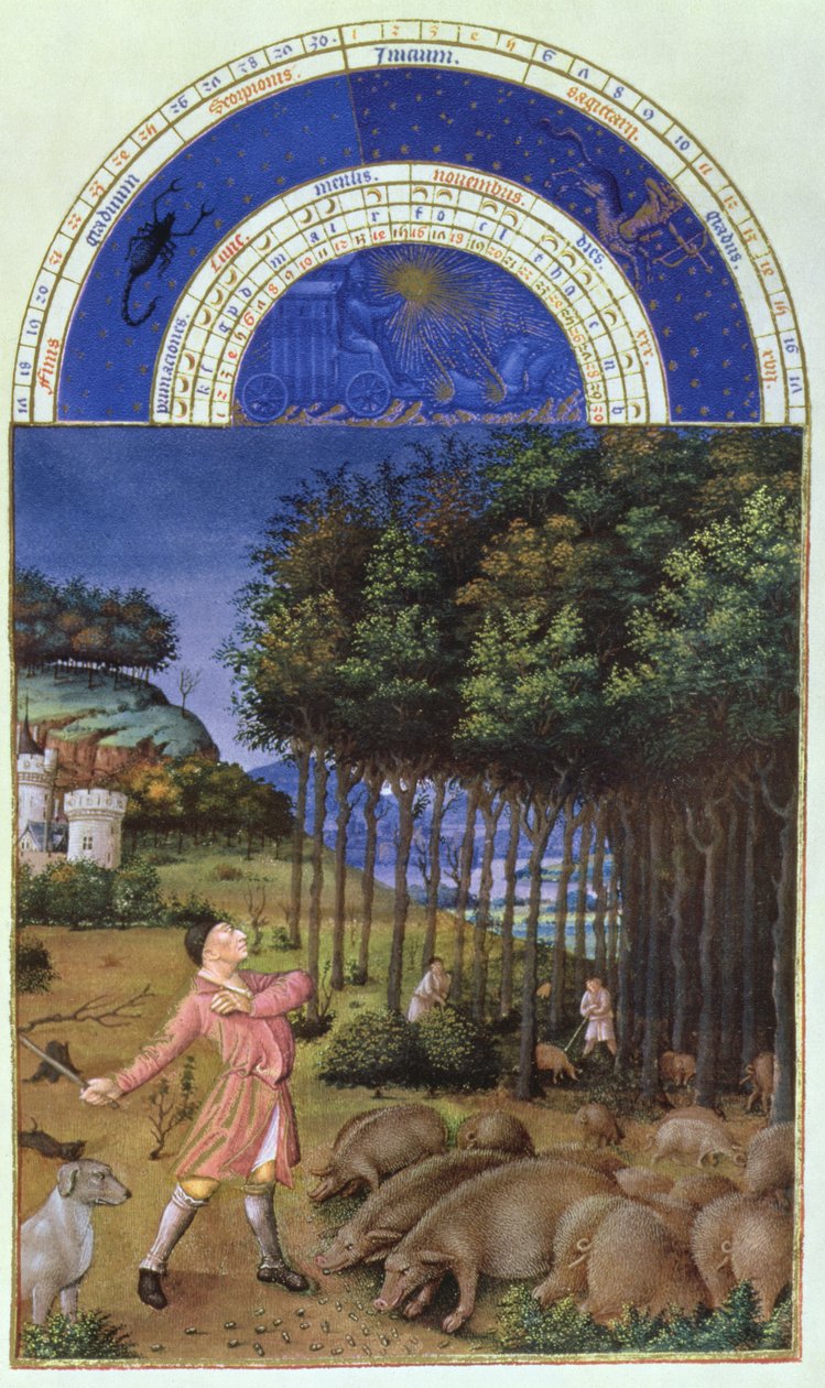 Faksimile af november: fodring af agern til grisene af Jean Colombe af Jean Colombe