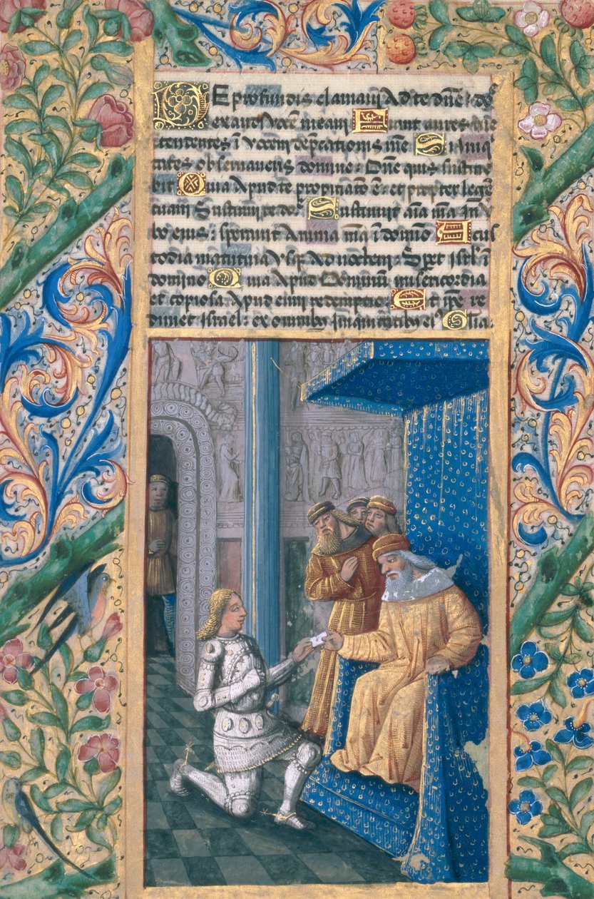 Fru Lat. Q.v.I.126 f.58v David sender Uriah til sin død, fra 