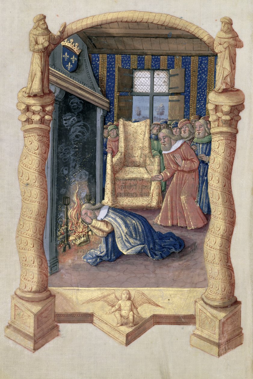 Fru Lat. Q.v.I.126 f.66v David sørger over sin søn Absaloms død, fra 