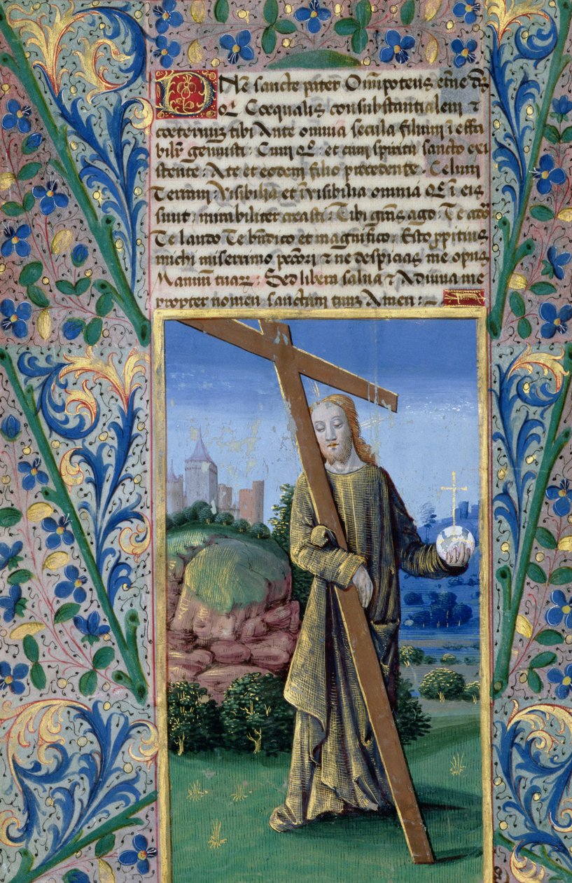 Fru Lat. Q.v.I.126 f.89v Kristus med korset og kuglen, fra "Louis d