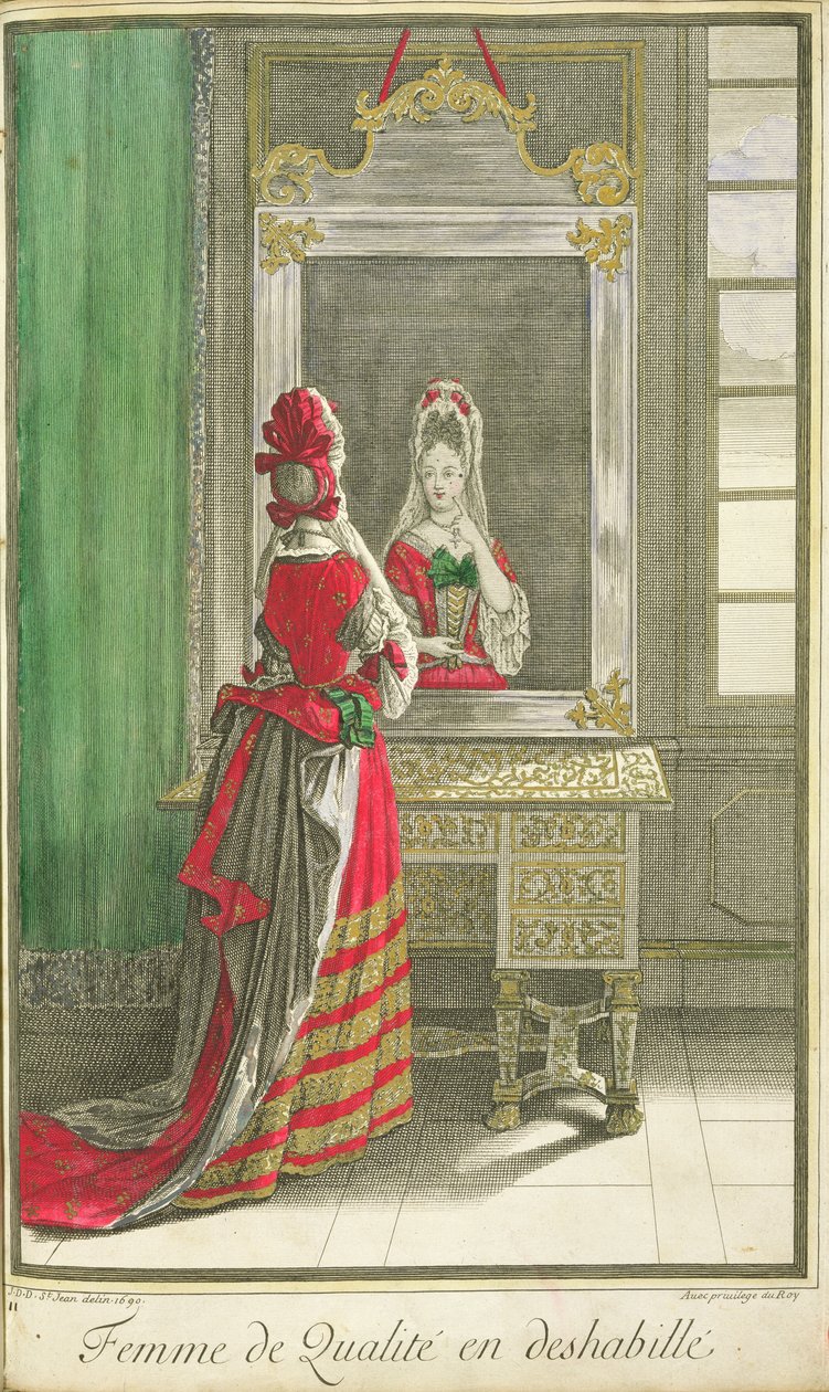 Dame kigger i spejlet, udgivet ca. 1688-90 af Jean Dieu de Saint Jean