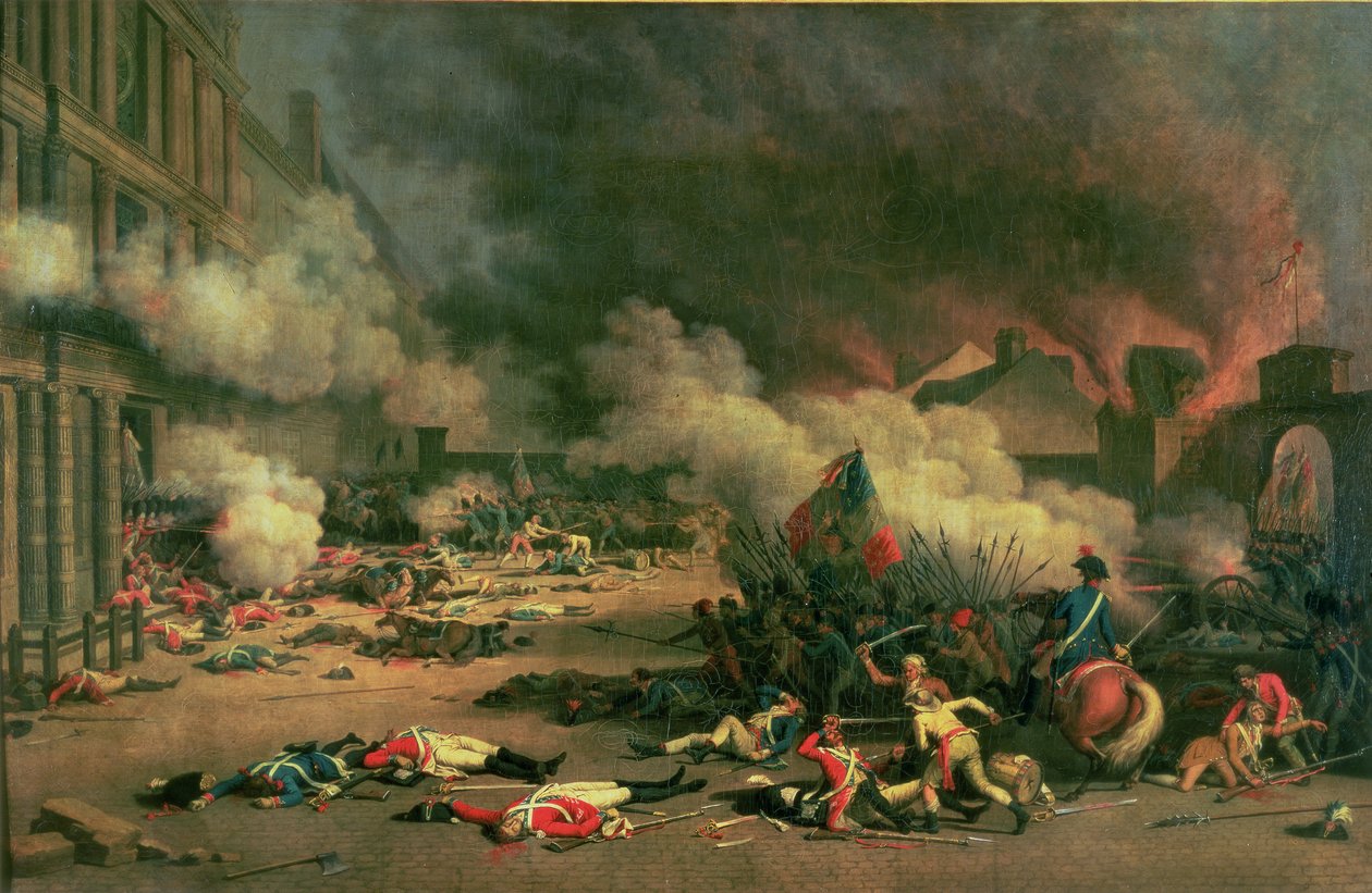 Indtagelse af Tuilerierne, Court of the Carrousel, 10. august 1792 af Jean Duplessi Bertaux