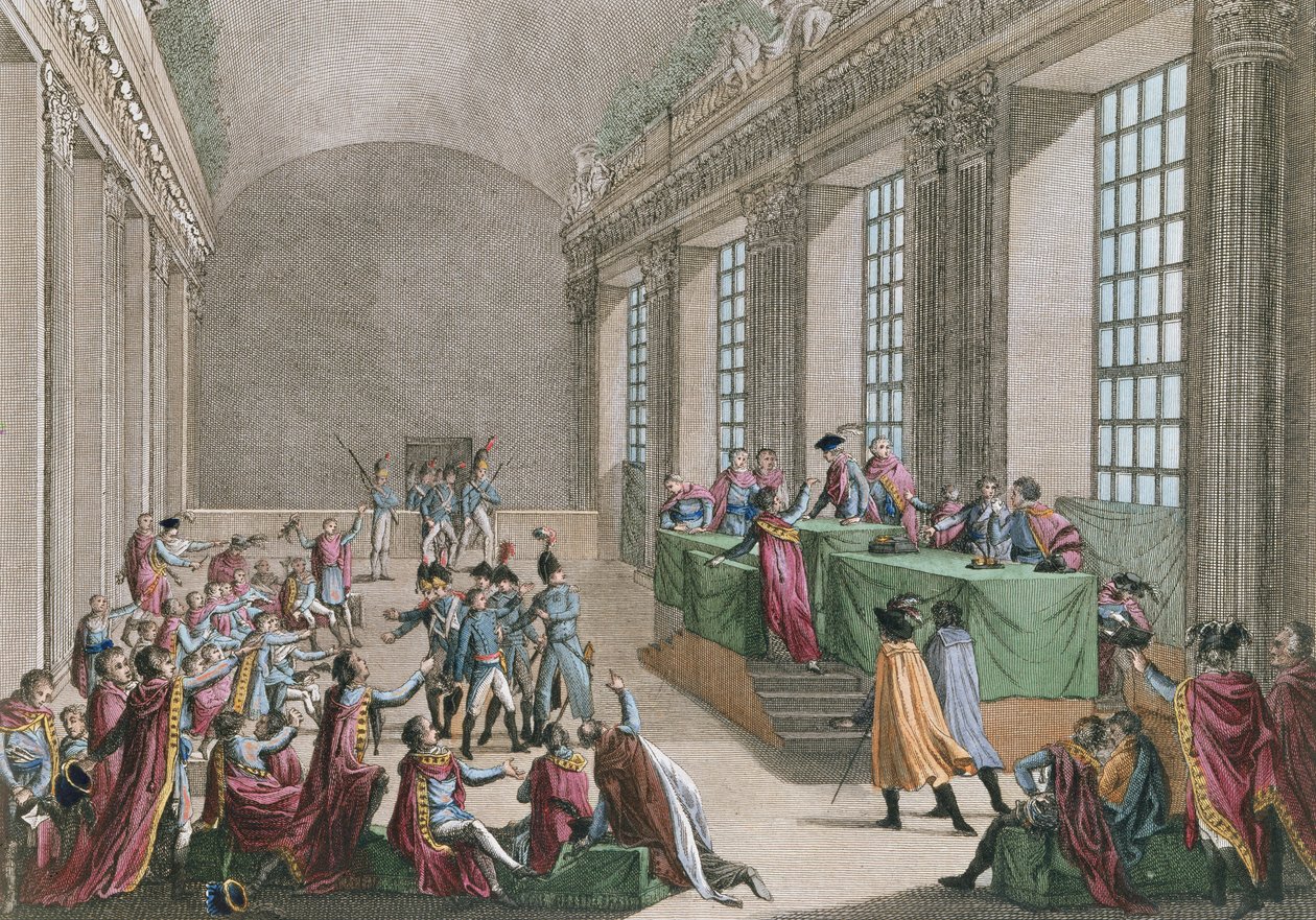 Statskuppet af 18. Brumaire, 10. november 1799, indgraveret af Reinier Vinkeles (1741-1816) og Daniel Friday (1765-1822) af Jean Duplessi Bertaux