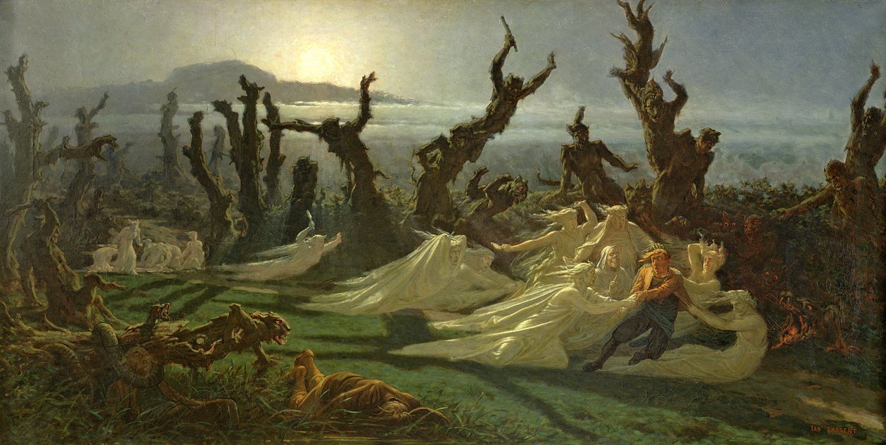 Nattens vaskekoner c.1861 af Jean Edouard Dargent