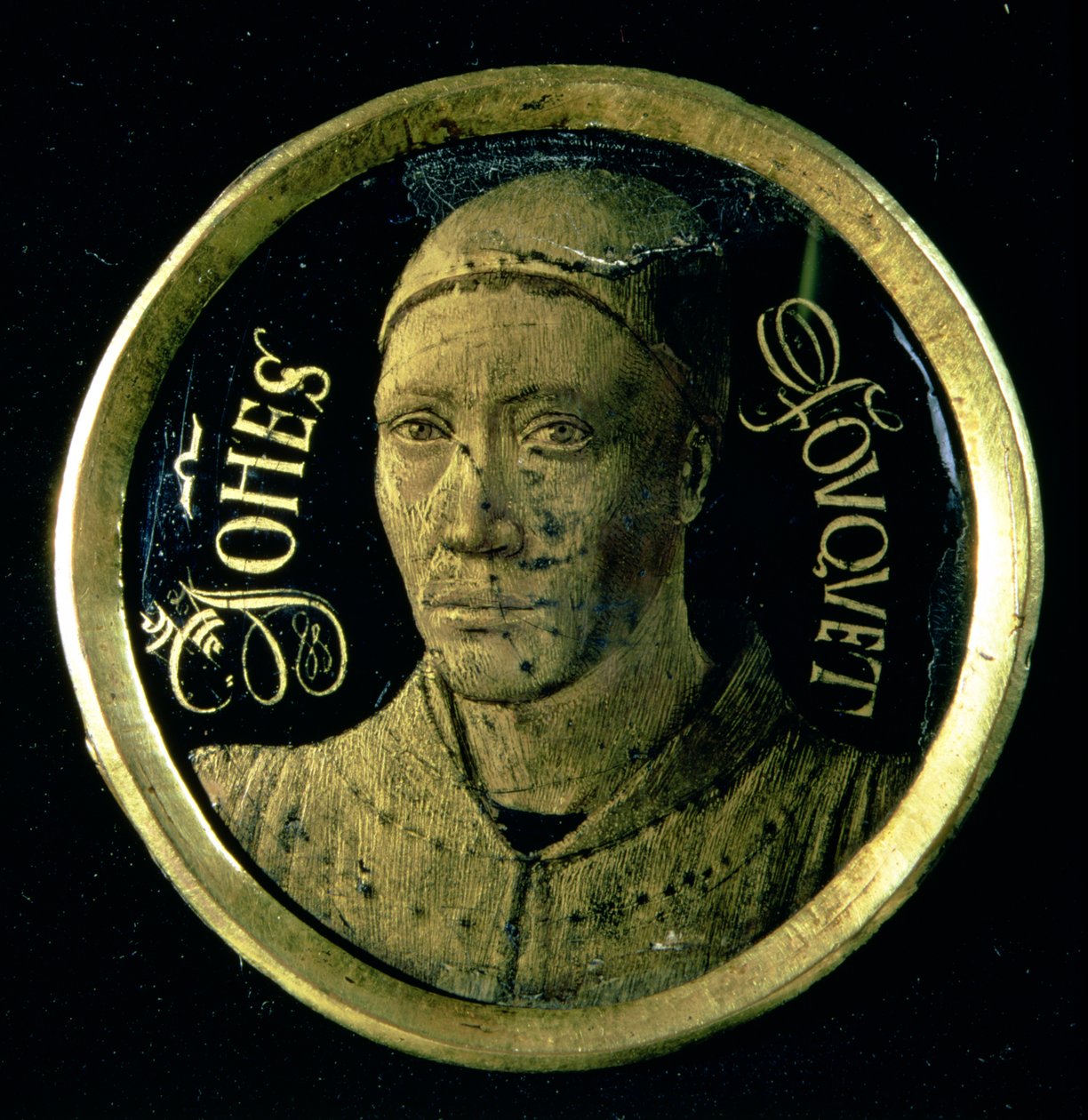 Selvportræt medaljon, ca. 1450 (emalje på kobber) af Jean Fouquet