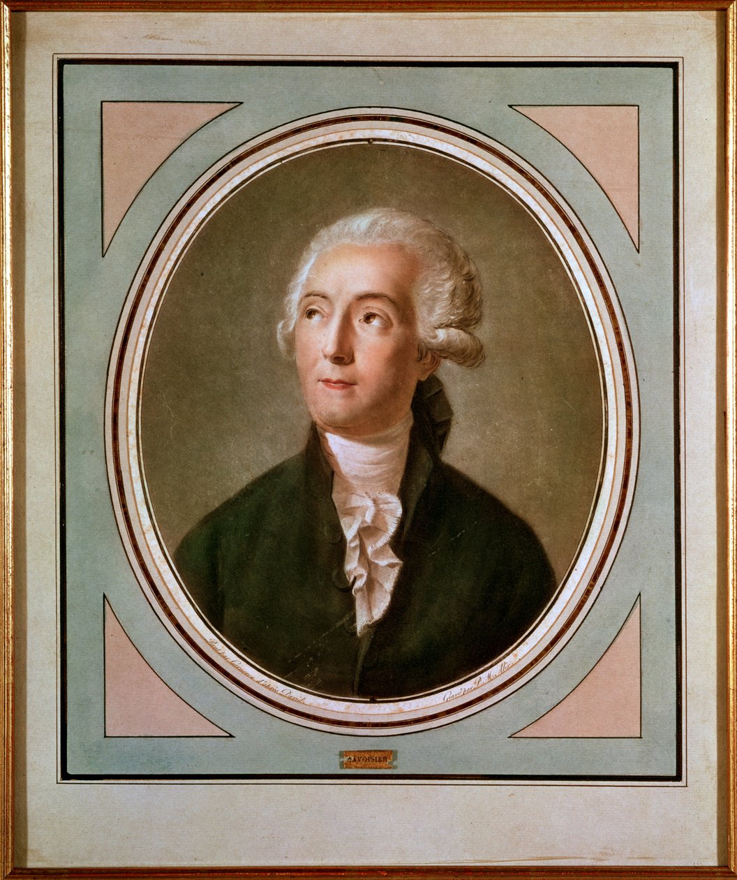 Portræt af Antoine Laurent de Lavoisier (1743-94), fransk kemiker, graveret af Pierre Michel Alix (1762-1817) efter et portræt af Jacques Louis David (1748-1825) af Jean Francois Garneray