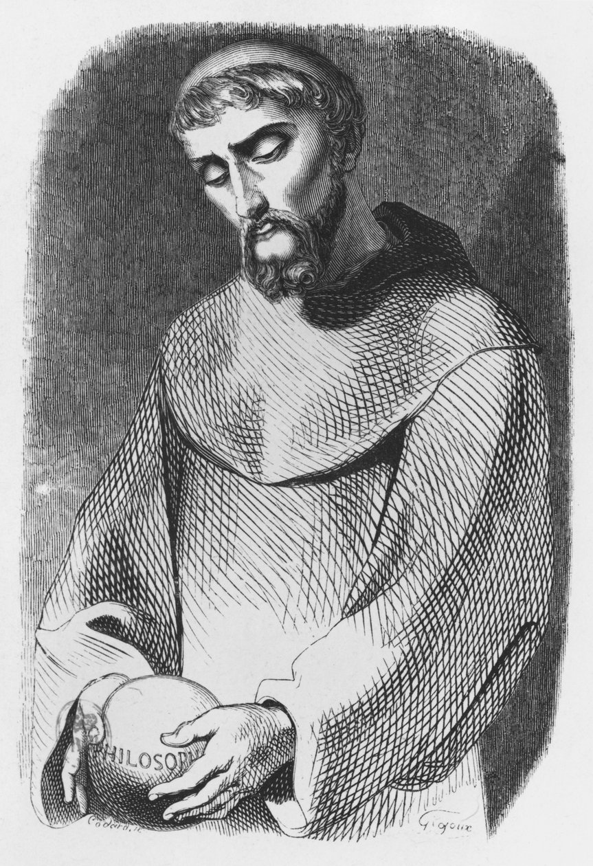 Abelard som munk i Saint-Gildas-de-Rhuys, illustration fra "Breve fra Heloise og Abelard", graveret af Pierre Francois Godard (1797-1864) 1839 af Jean Francois Gigoux
