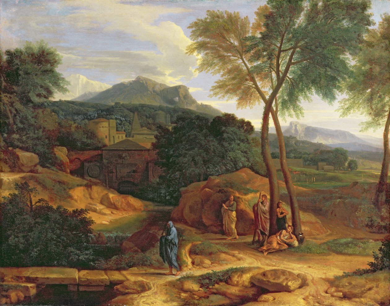 Landskab med Conopion, der bærer Phocions aske af Jean Francois I Millet