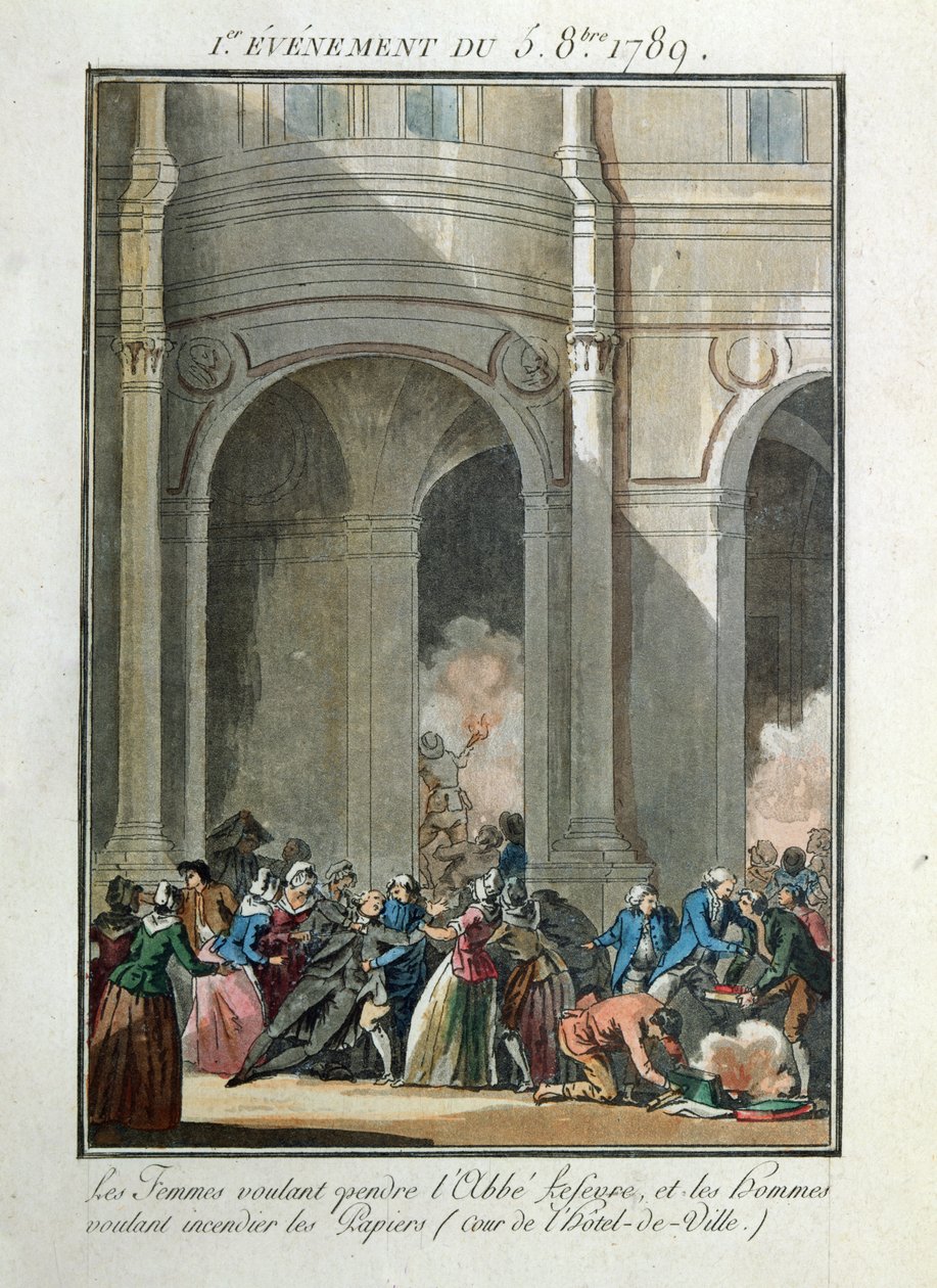 Begivenheder den 5. oktober 1789: Kvinderne vil hænge præsten Lefevre af Jean Francois Janinet
