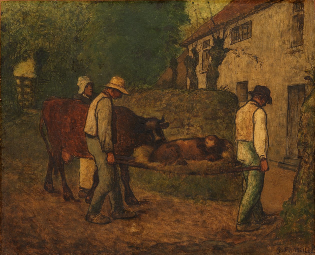 At bringe kalven født på marken hjem af Jean Francois Millet