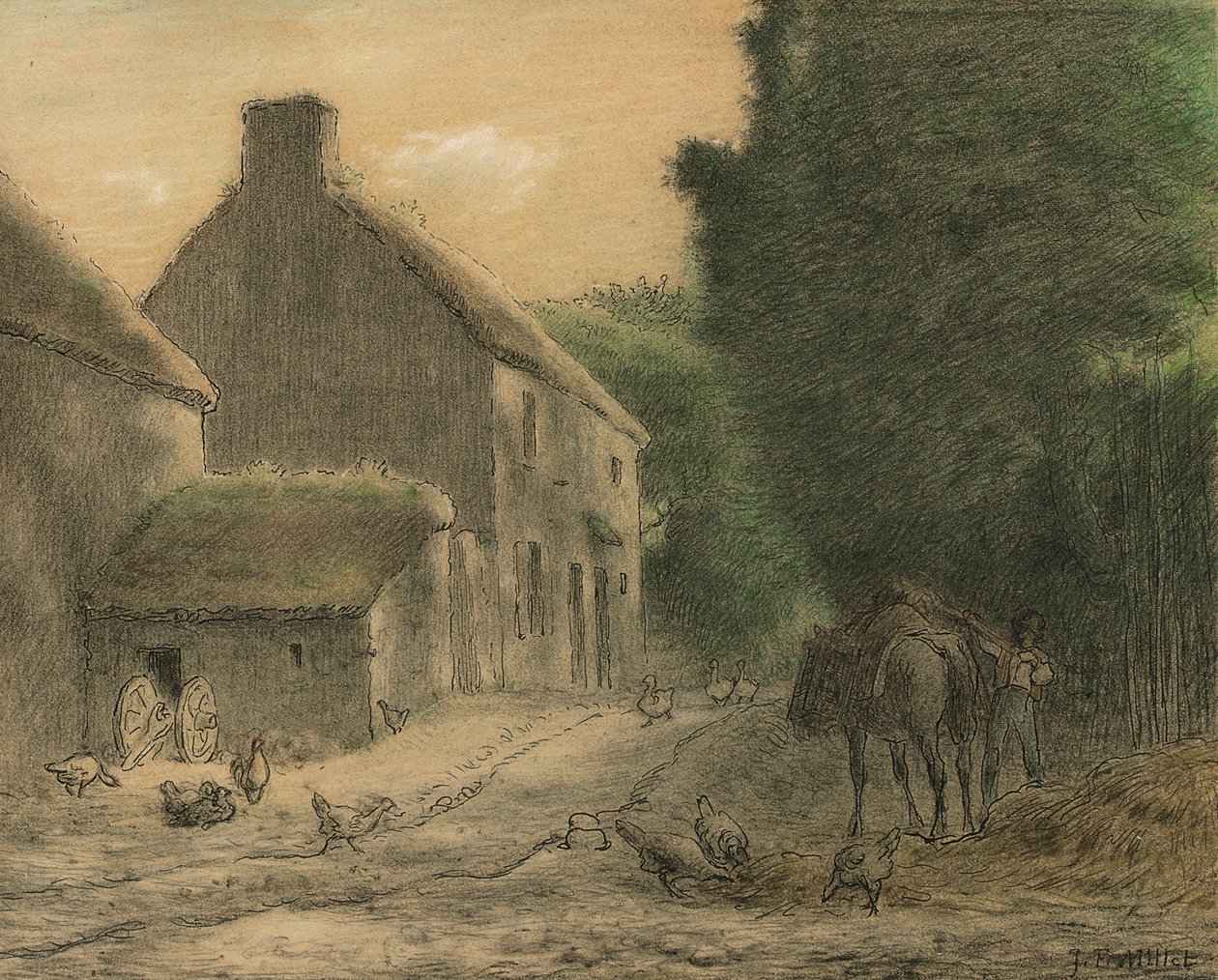 Gård i Gruchy af Jean Francois Millet