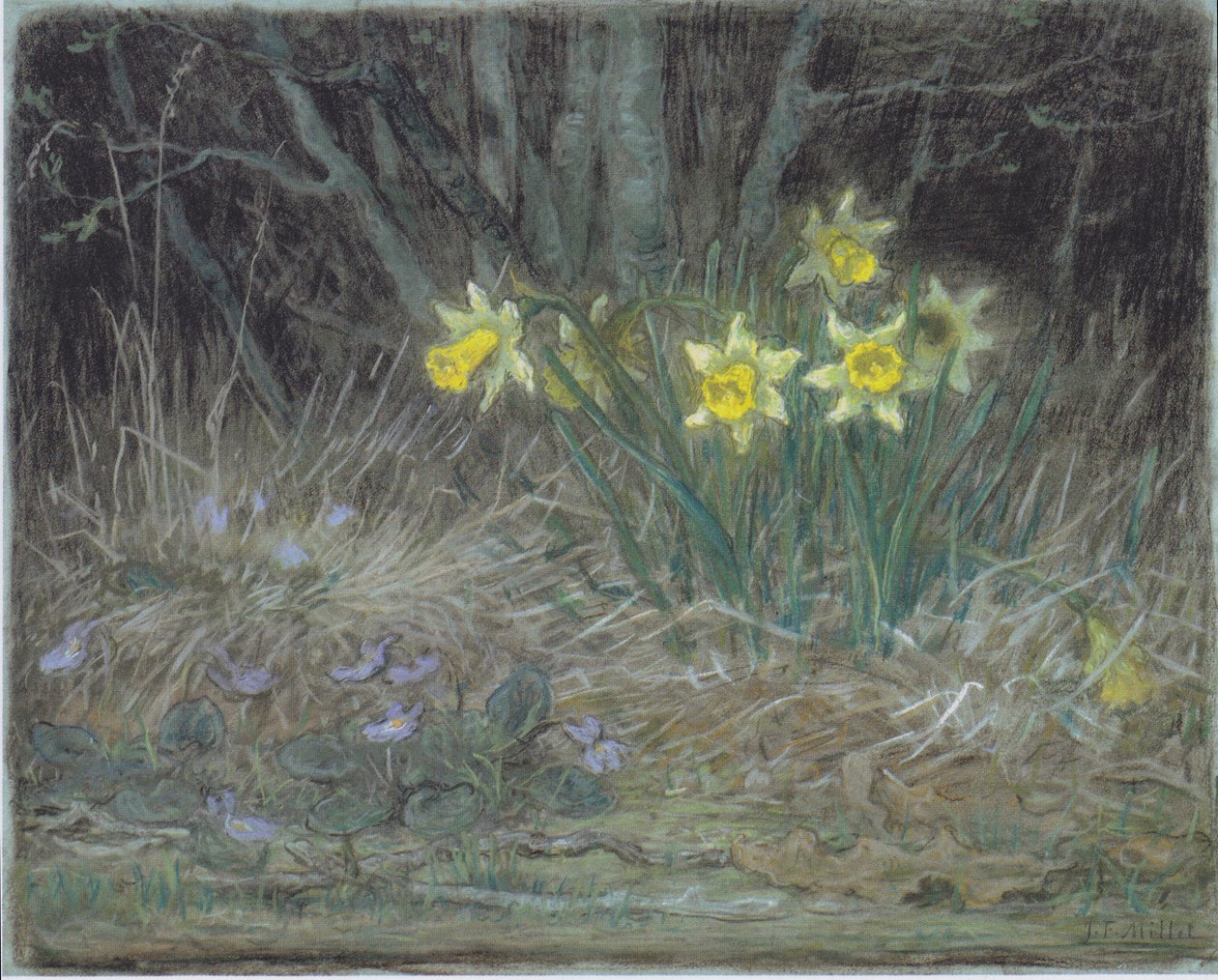 Påskeliljer og violer af Jean Francois Millet
