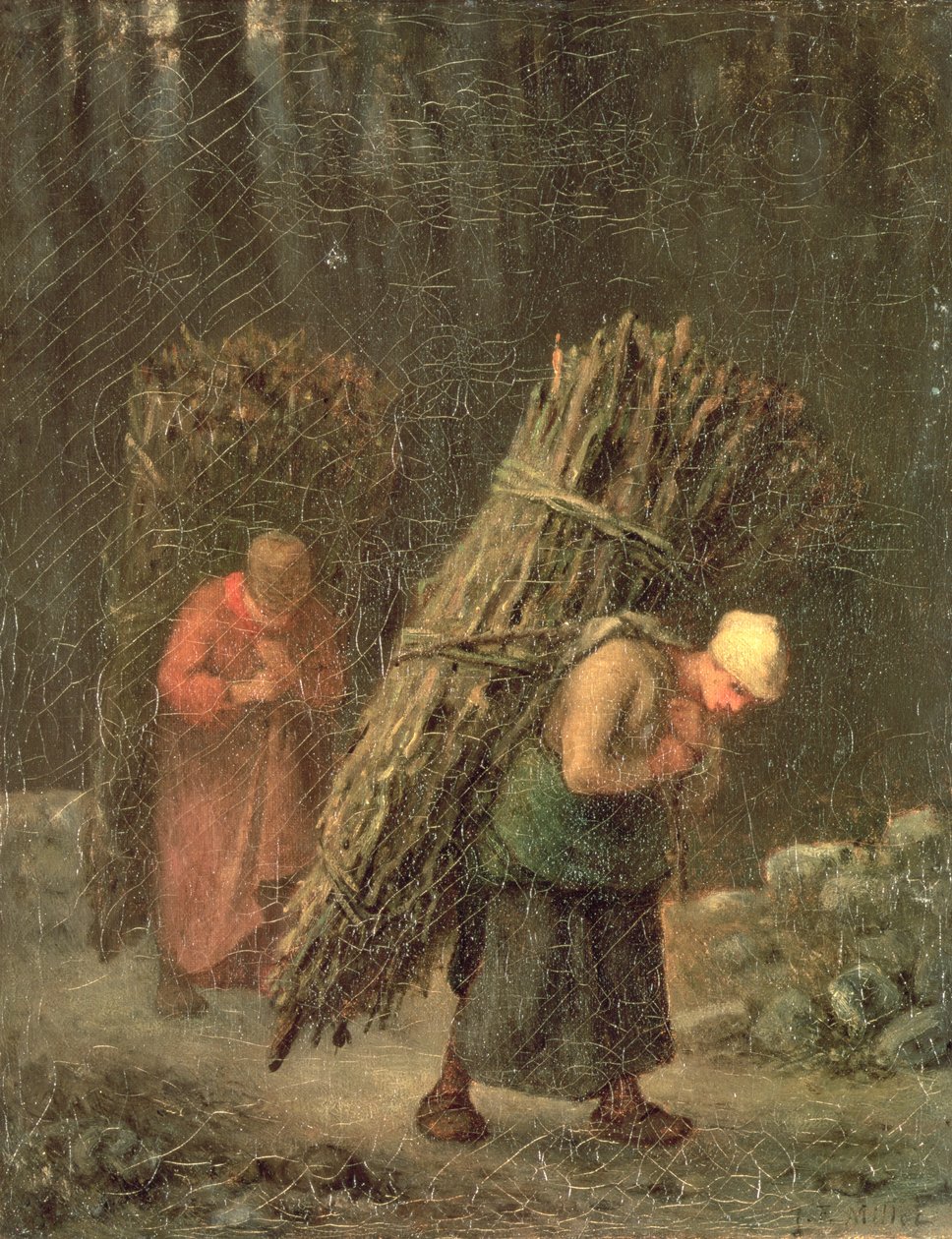 Bondekvinder med børstetræ, ca.1858 af Jean Francois Millet