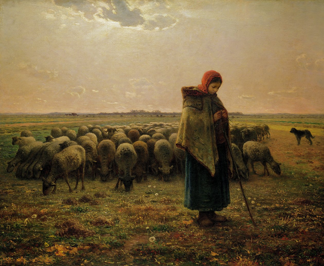 Hyrdinde med sin flok, 1863 af Jean Francois Millet