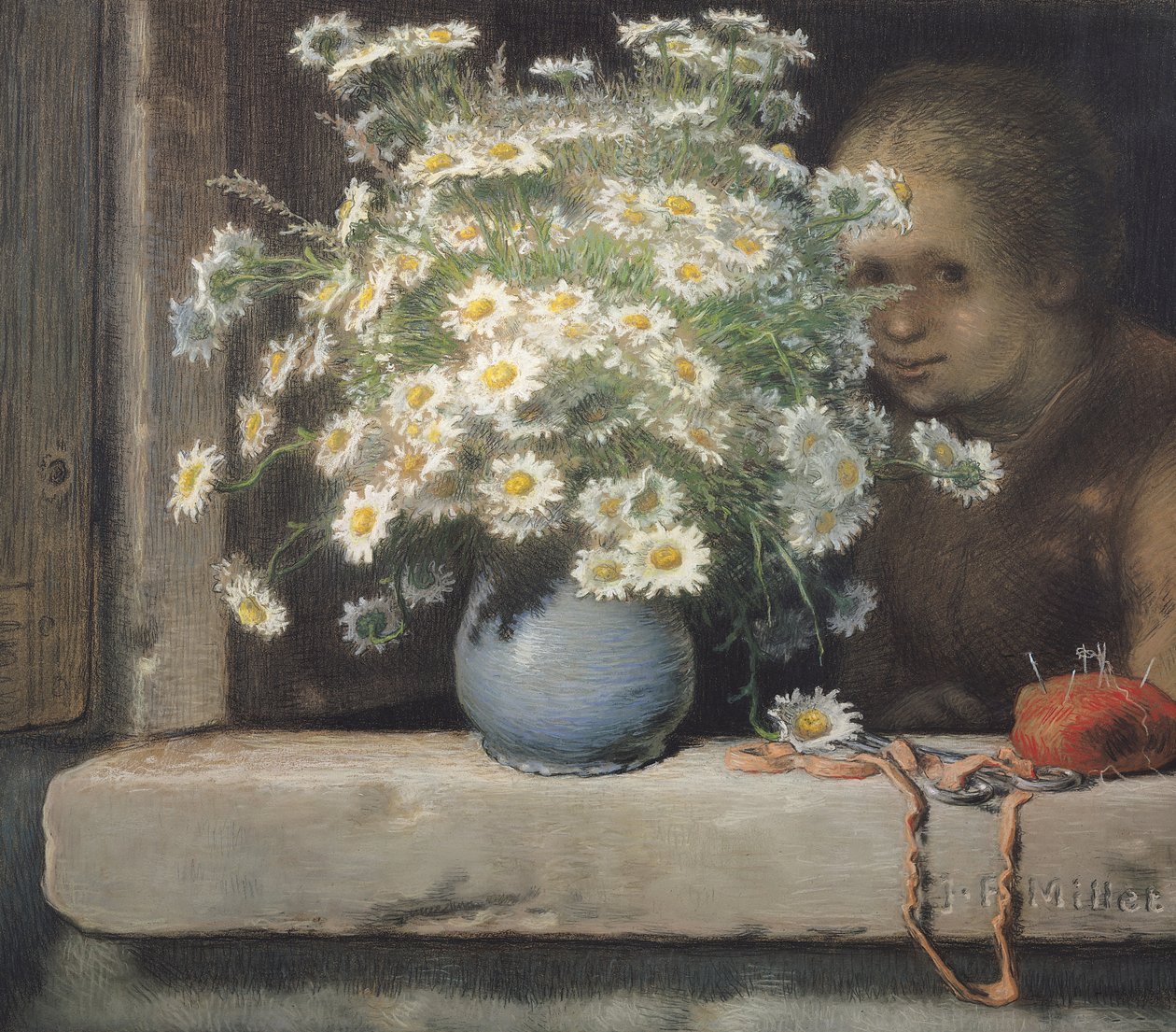 The Buket of Margueritas, 1866 (pastel på papir) af Jean Francois Millet
