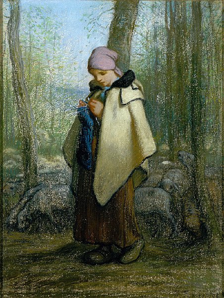 Den strikkende hyrdeinde af Jean Francois Millet