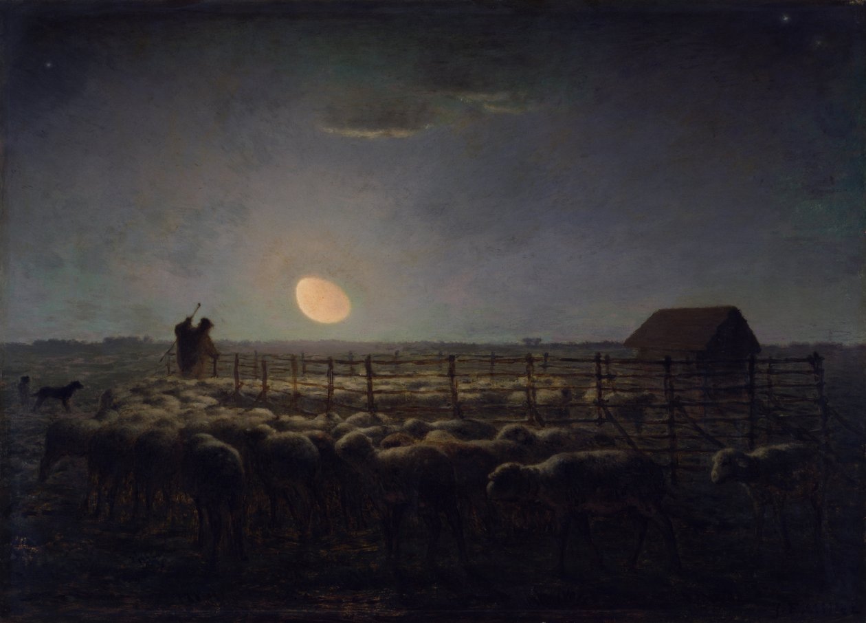 Fårehuset, måneskin af Jean Francois Millet