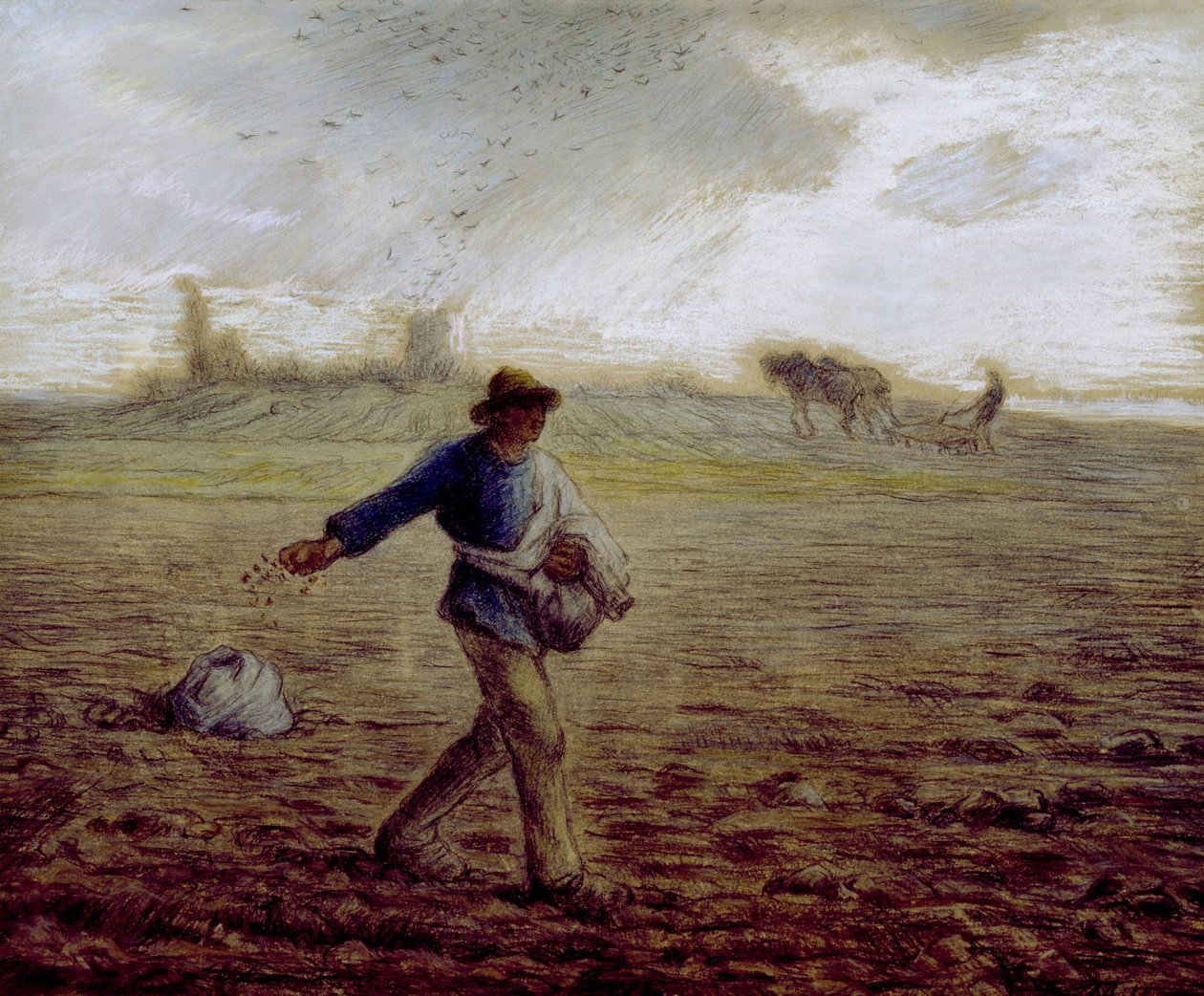 Såmanden, ca. 1865 (pastel og farveblyant på papir) af Jean Francois Millet