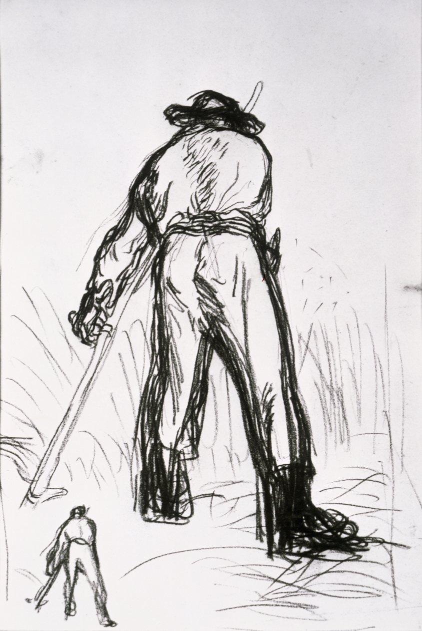 To mejere set bagfra (kridt på papir) af Jean Francois Millet