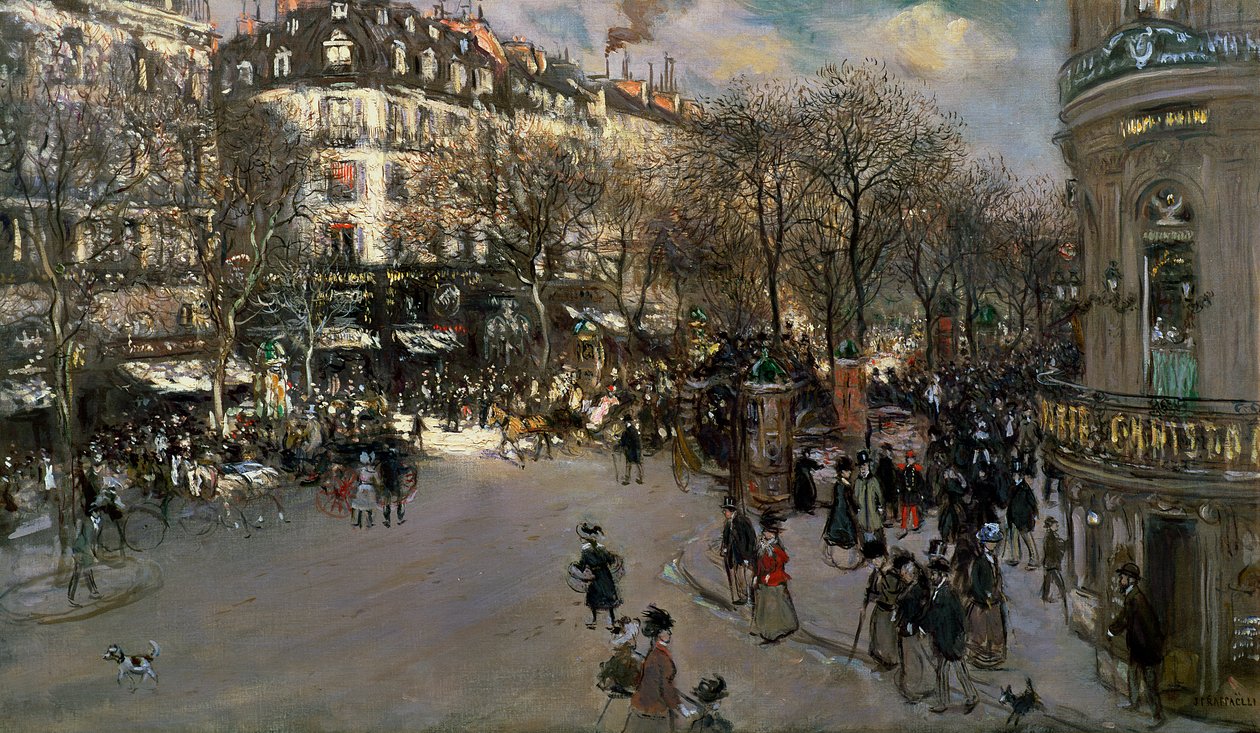 Boulevard des Italiens, ca. 1900 af Jean Francois Raffaelli