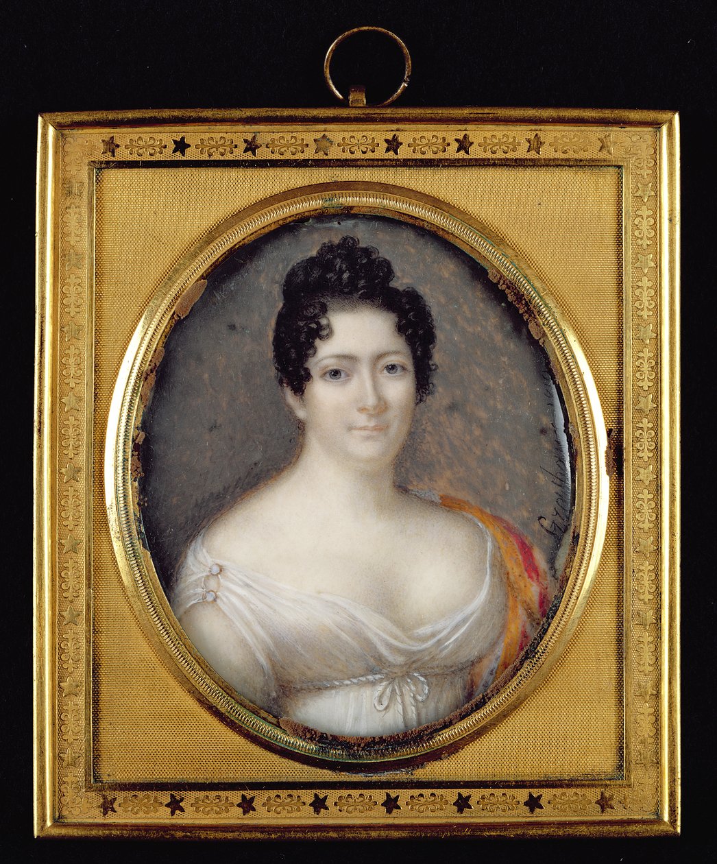 Mademoiselle Mars (1779-1847) 1819 (olie på elfenben) af Jean Francois Strasbeaux