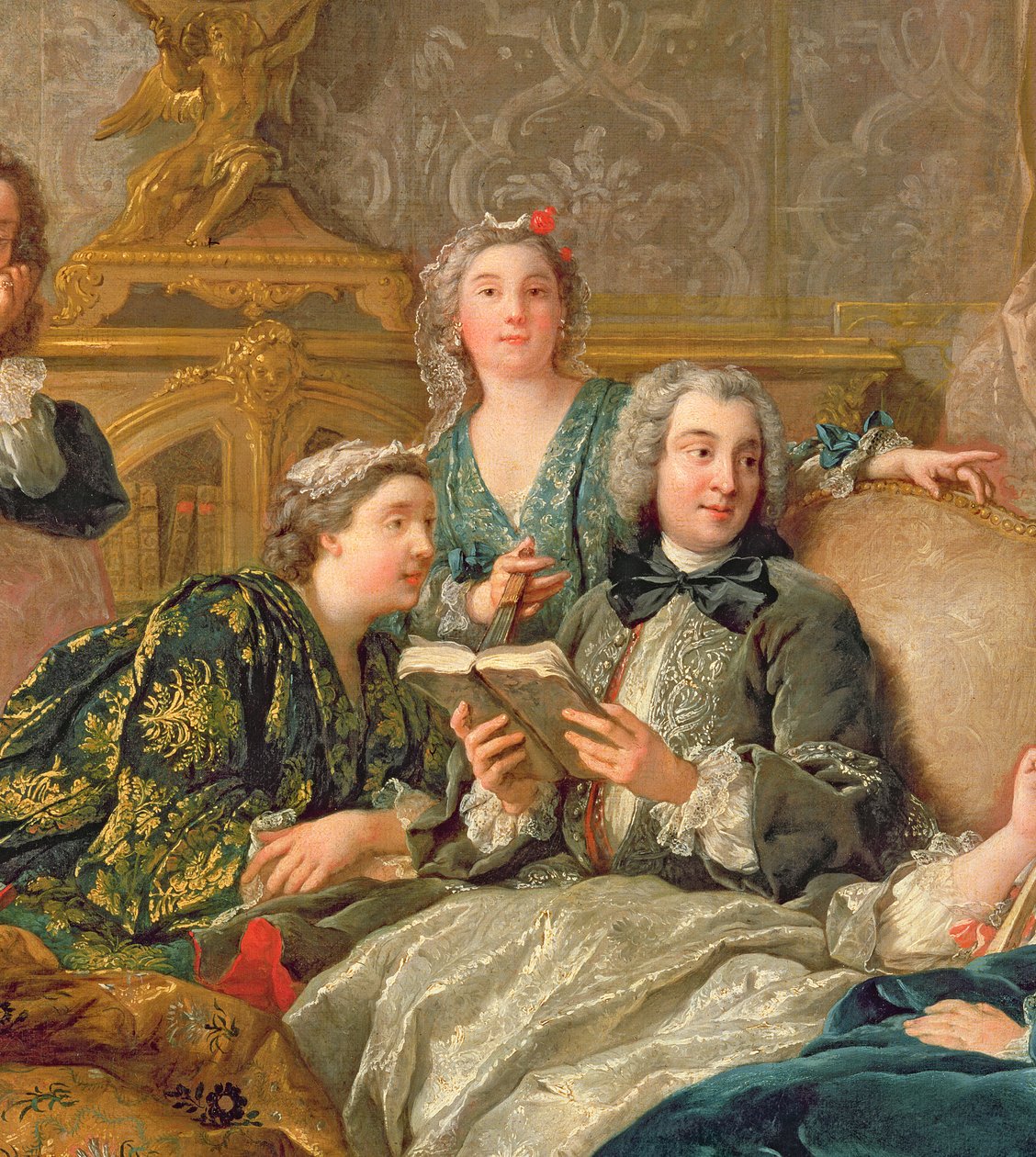 Læsningen fra Moliere, c.1728 detalje fra 29516 af Jean François de Troy