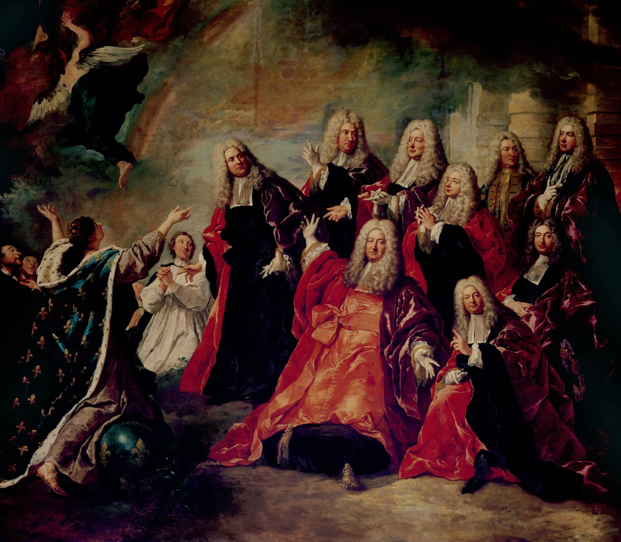 Eks-voto. Corps de Ville kræver et tilbagevenden af det gode vejr, detaljer om Corps de Ville, 1726 af Jean François de Troy
