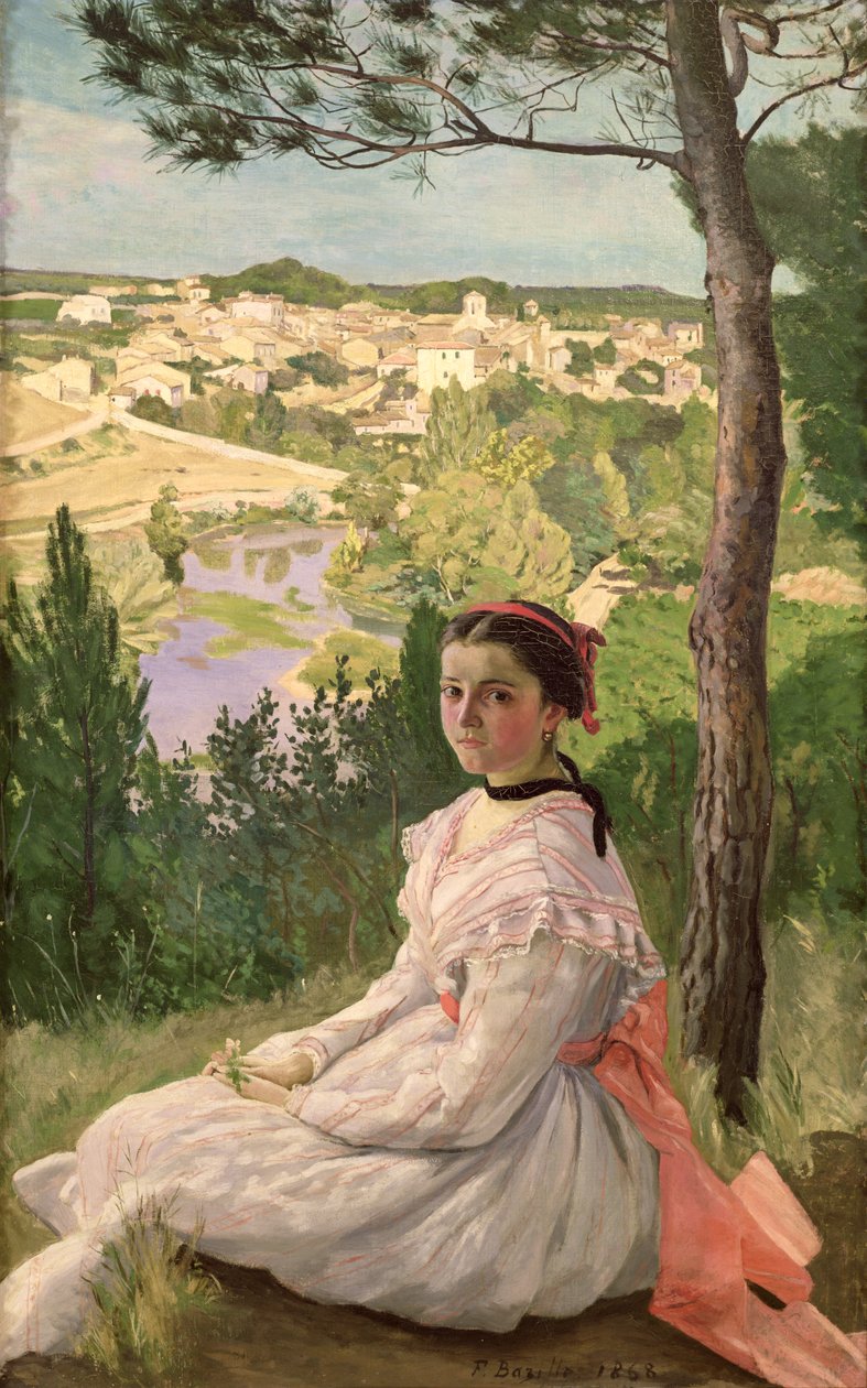 Udsigt over landsbyen, Castelnau, 1868 af Jean Frederic Bazille