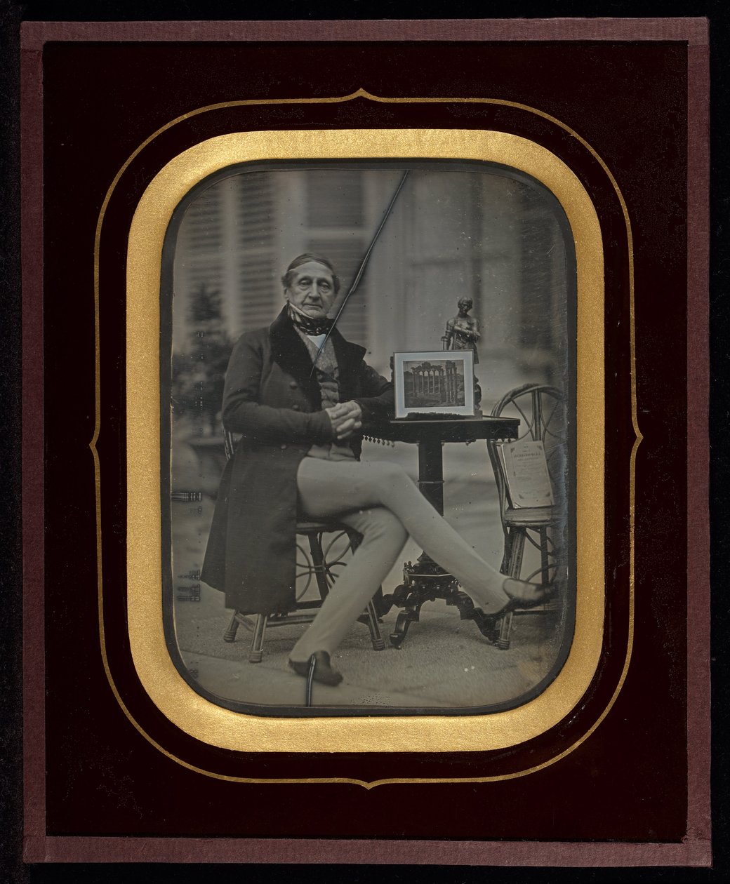 Selvportræt med Daguerreotype af Forum Romanum af Jean Gabriel Eynard