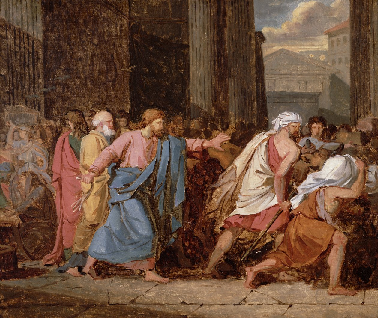 Jesus fordriver købmændene fra templet af Jean Germain Drouais