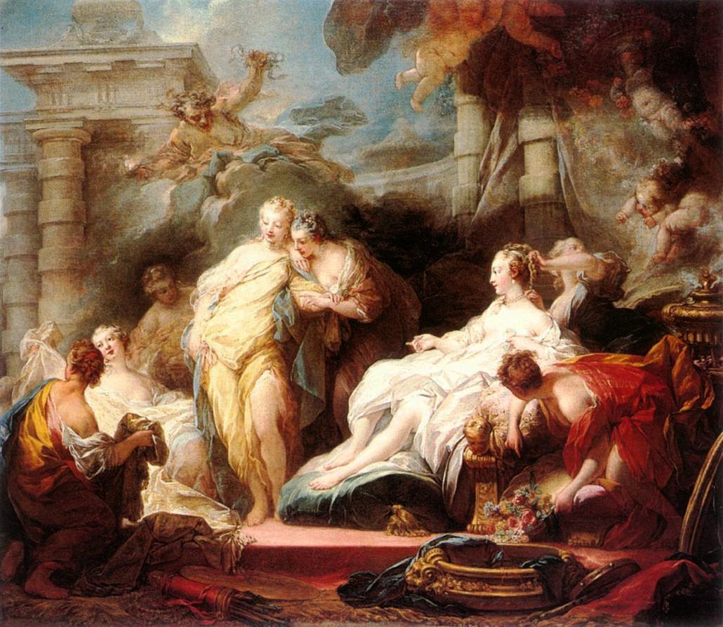 Psyche viser sine søstre sine gaver fra Amor af Jean Honore Fragonard