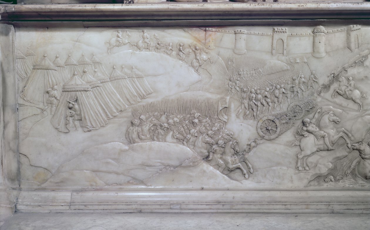 Slaget ved Agnadello, 14. maj, 1509, detalje fra Ludvig XII. og Anne af Bretagnes grav, 1515 (marmor) af Jean I Juste