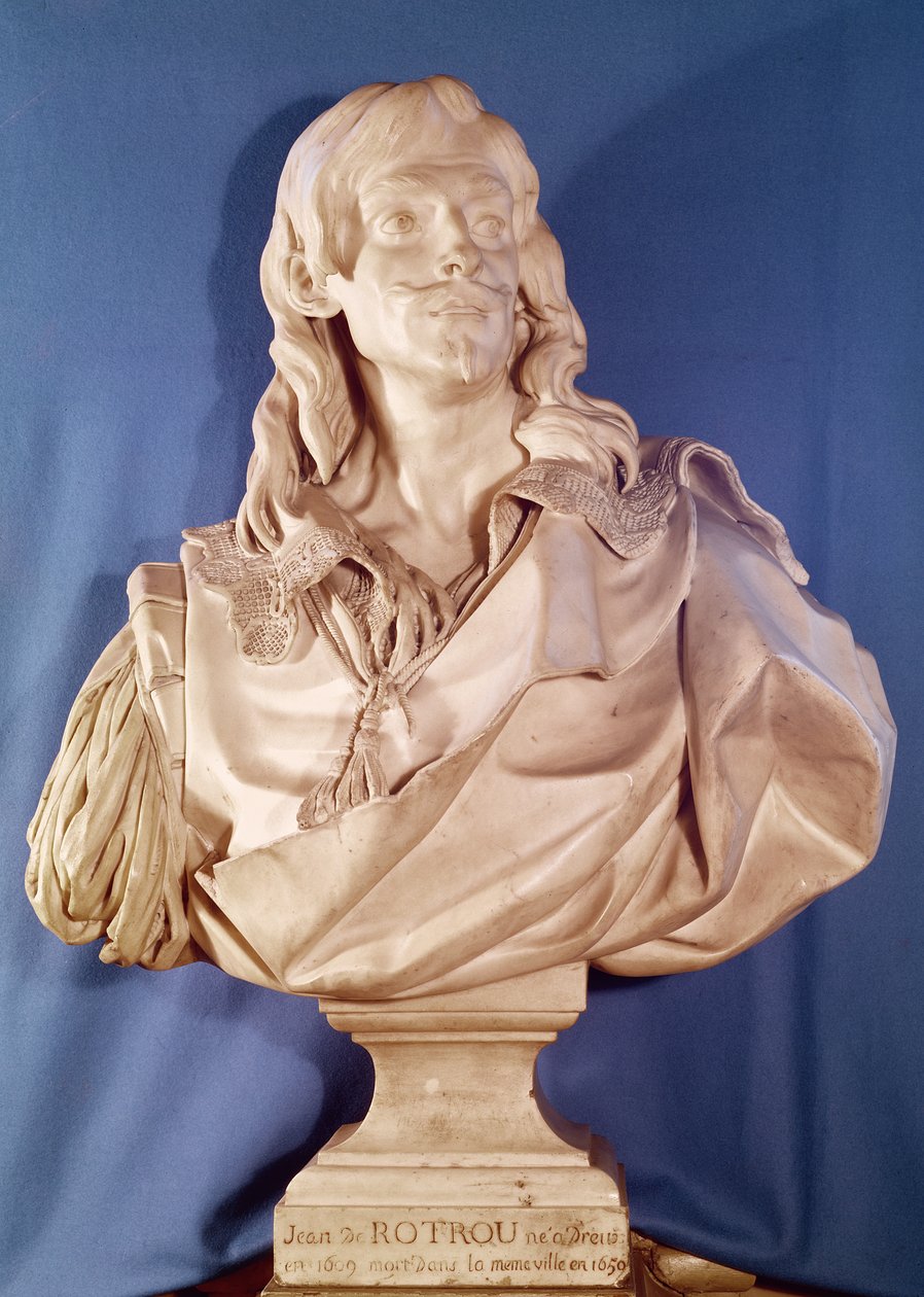 Buste af Jean de Rotrou (1609-50) 1783 (marmor) af Jean Jacques Caffieri