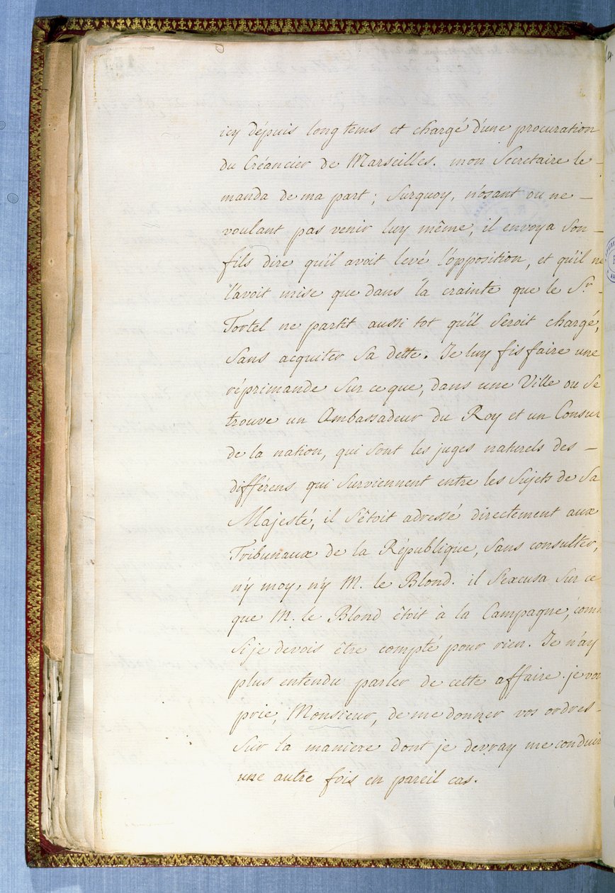 2. side af et brev skrevet af Jean-Jacques Rousseau, mens han var sekretær for den franske ambassadør i Venedig, oktober 1743 af Jean Jacques Rousseau