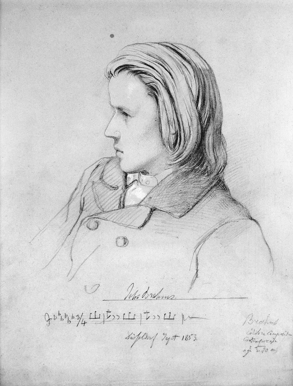 Johannes Brahms (1833-97) i en alder af tyve, 1853 af Jean Joseph Bonaventure Laurens