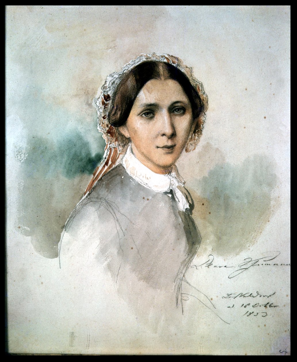 Portræt af Clara Schumann (1819-96) 1853 af Jean Joseph Bonaventure Laurens