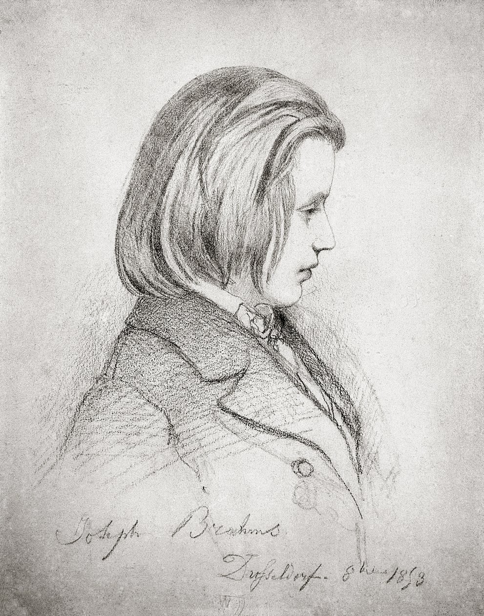Portræt af Johannes Brahms (1833-97) som tyveårig, 1853 af Jean Joseph Bonaventure Laurens