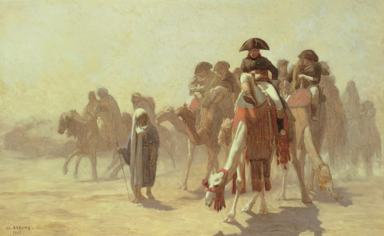 General Bonaparte med sin militærstab i Egypten, 1863 (blyant og olie på lærred) af Jean Leon Gerome