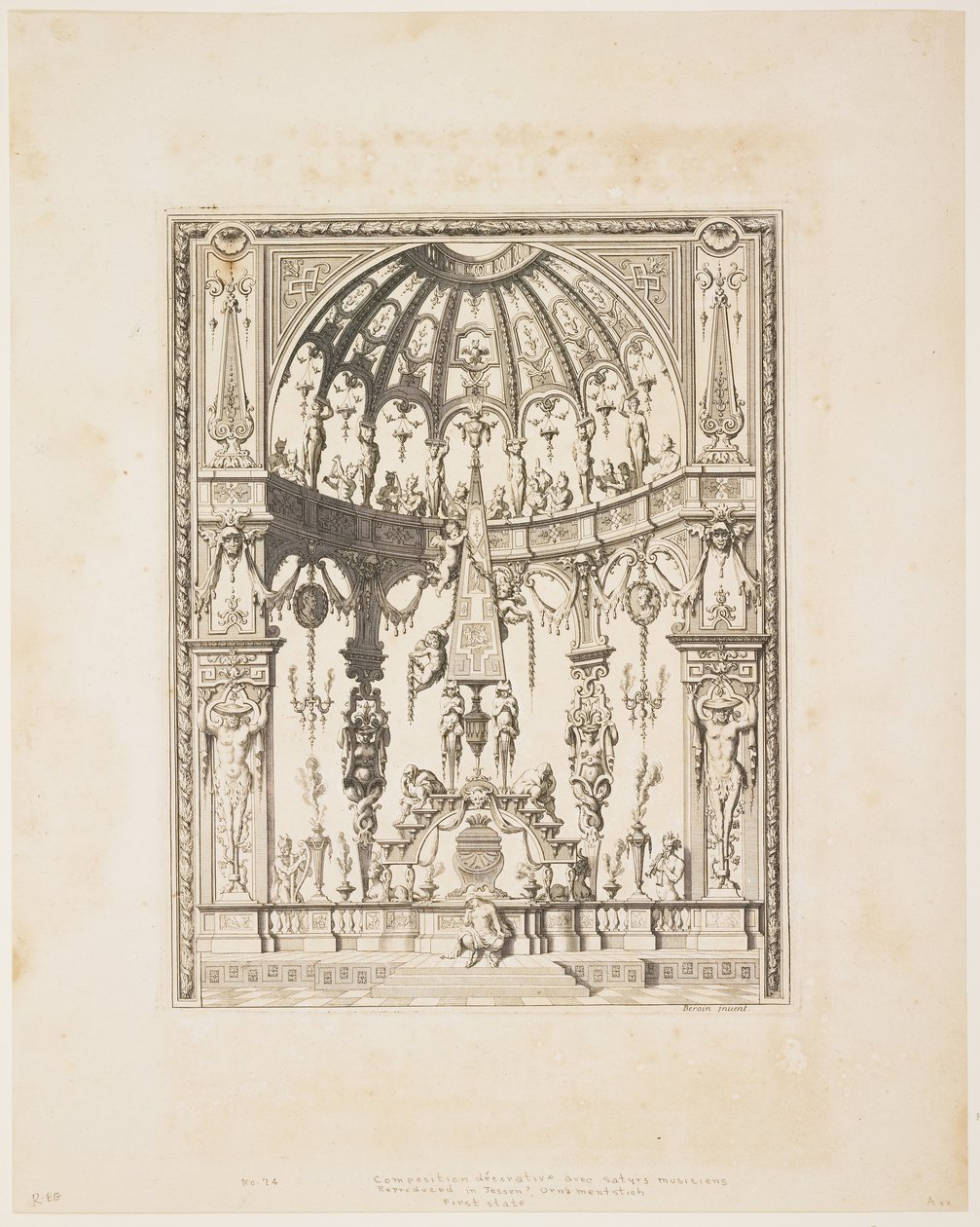 Satyrbegravelsen fra en serie af designs til dekorative paneler, 1670-80 af Jean Lepautre