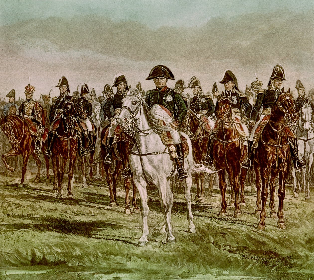 Napoleon I (1769-1821) og hans stab, ca. 1860 (se også 62590) af Jean Louis Ernest Meissonier