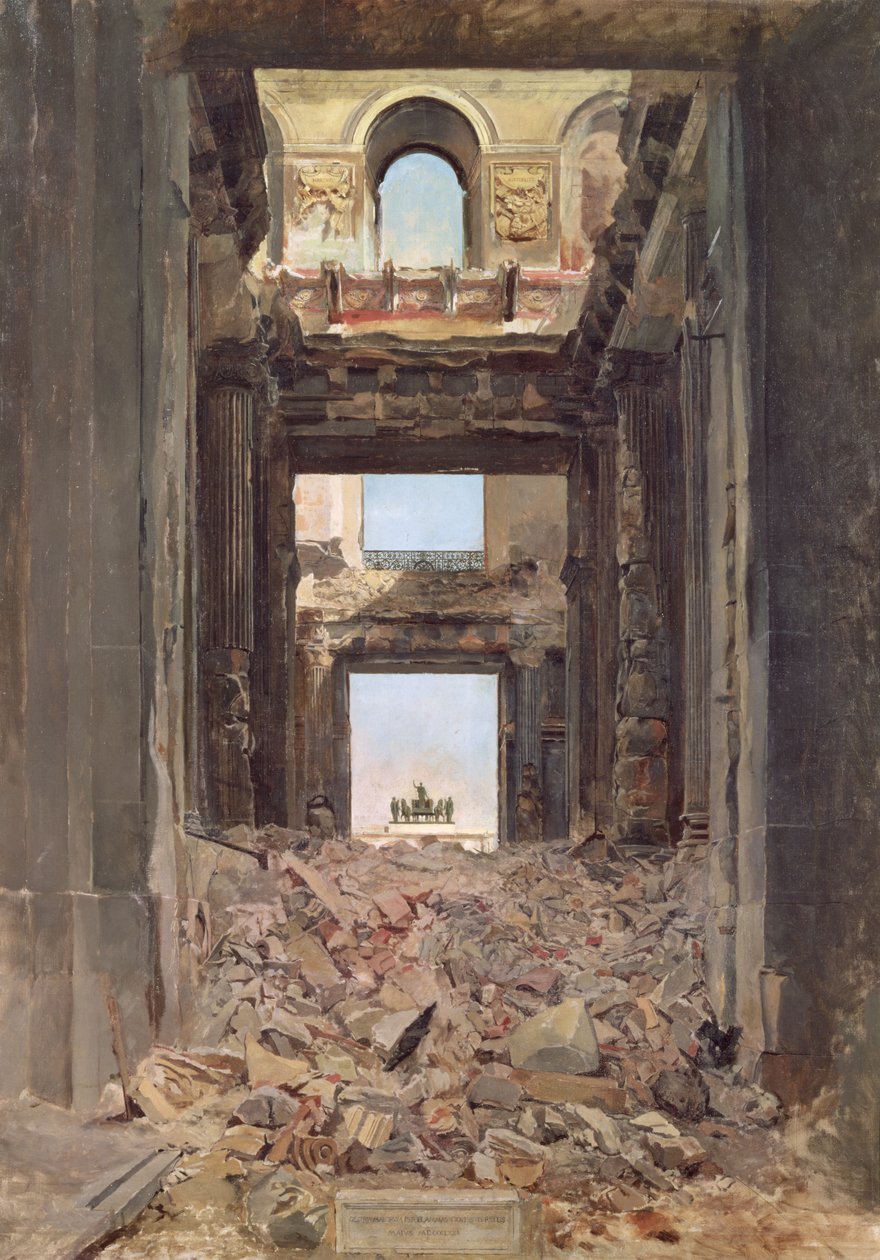 Tuileriernes ruiner, 1871 af Jean Louis Ernest Meissonier