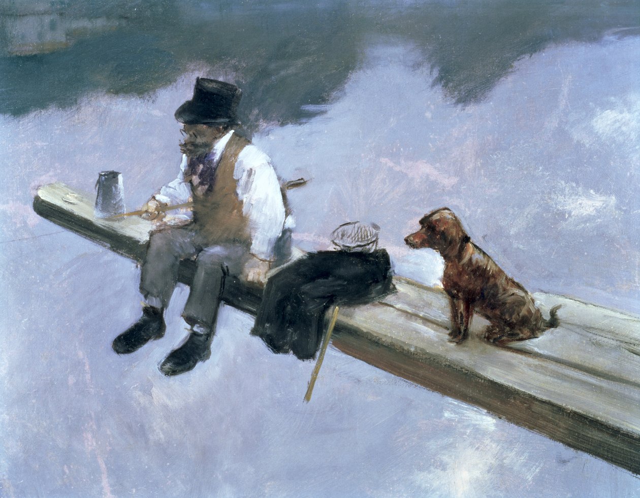 Fiskeren, detalje af en mand, der fisker, 1884 (se 80709) af Jean Louis Forain