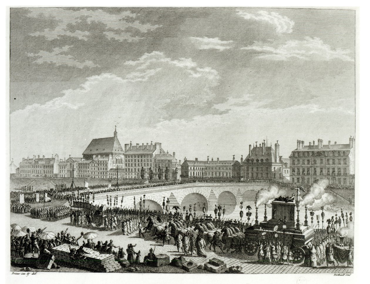 Voltaires triumf, 11. juli 1791, graveret af Pierre Gabriel Berthault (1737-1831) af Jean Louis the Younger Prieur