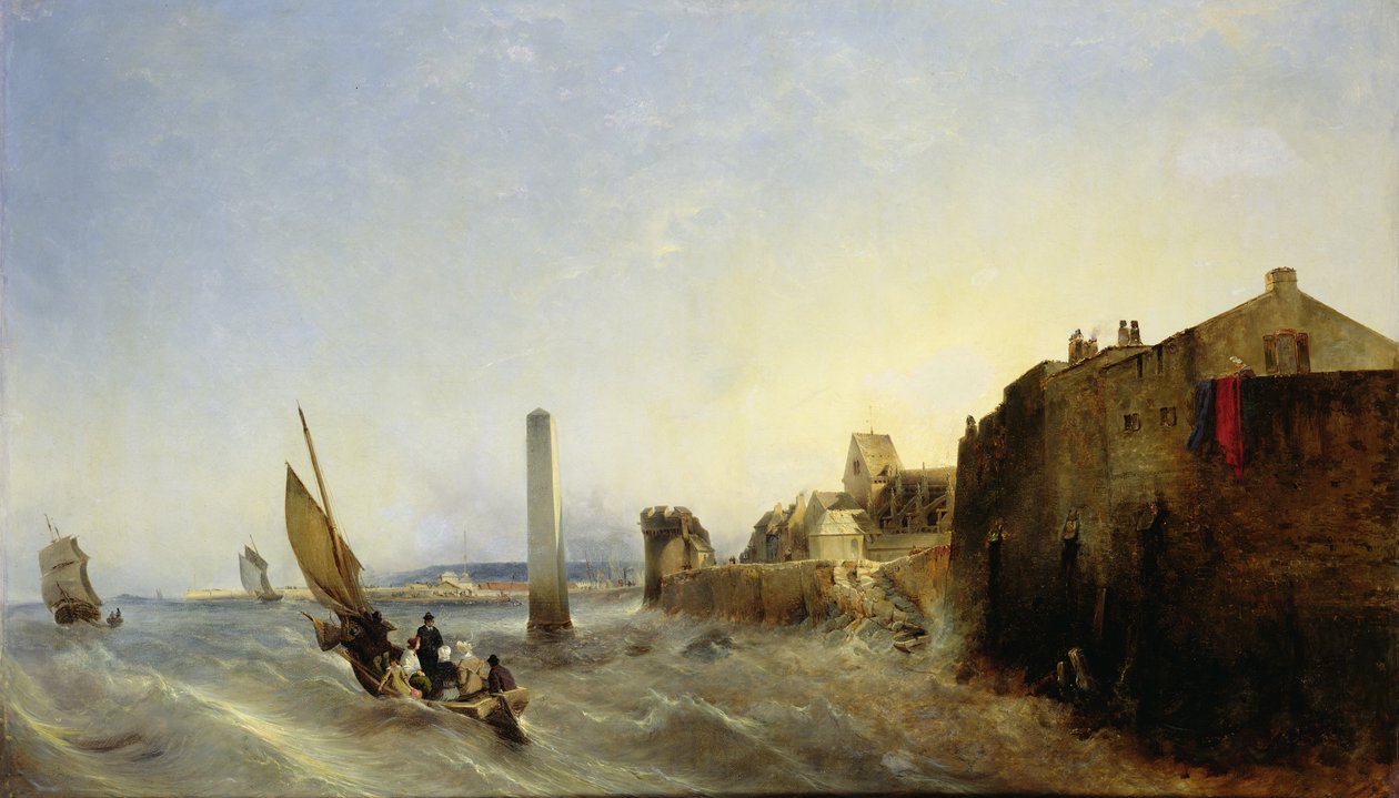 Udsigt over Napoleonskajen i Cherbourg, 1838 af Jean Louis Petit