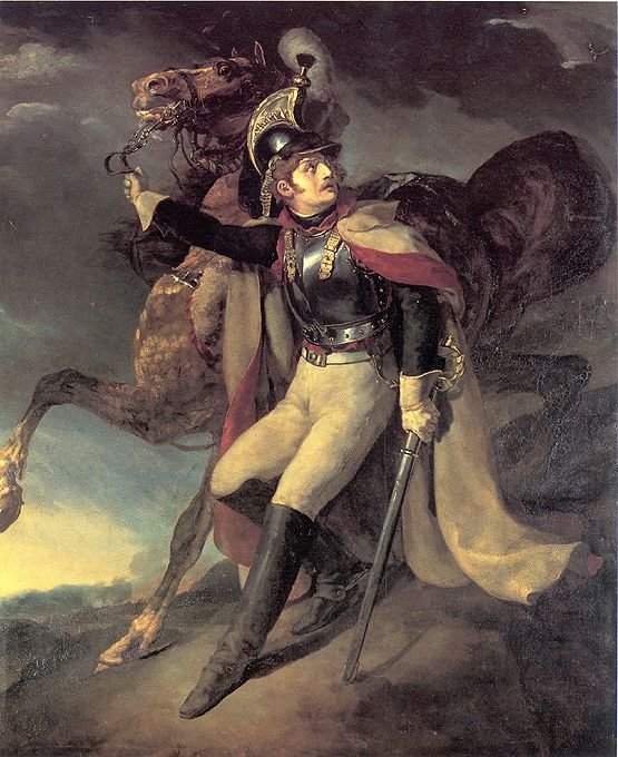 Sårede kyrasser forlader slagmarken af Theodore Gericault
