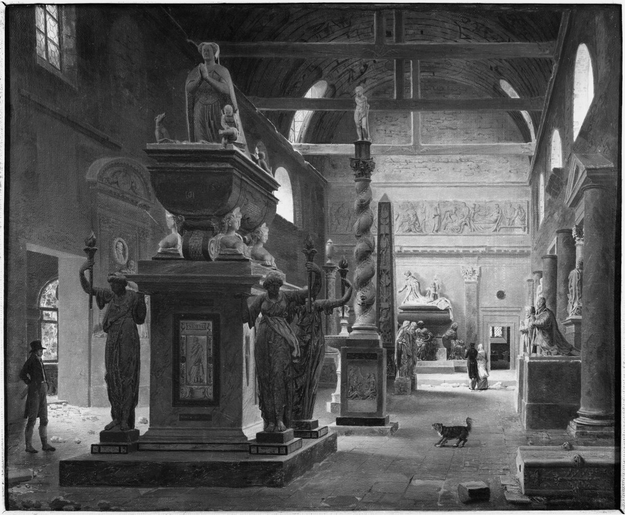 Det store rum i Musee des Monuments Francais, ca. 1820 af Jean Lubin Vauzelle